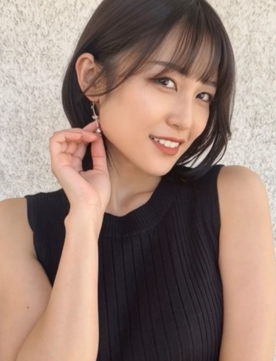 レイヤーボブ/ダークブラウン/シースルーバング/30代